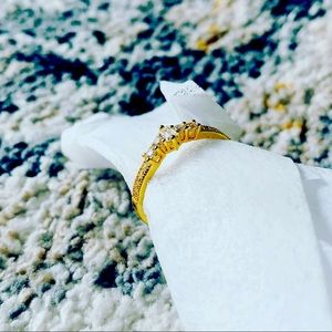 Sterling Silver Yellow Gold Emerald Cut CZ Ring